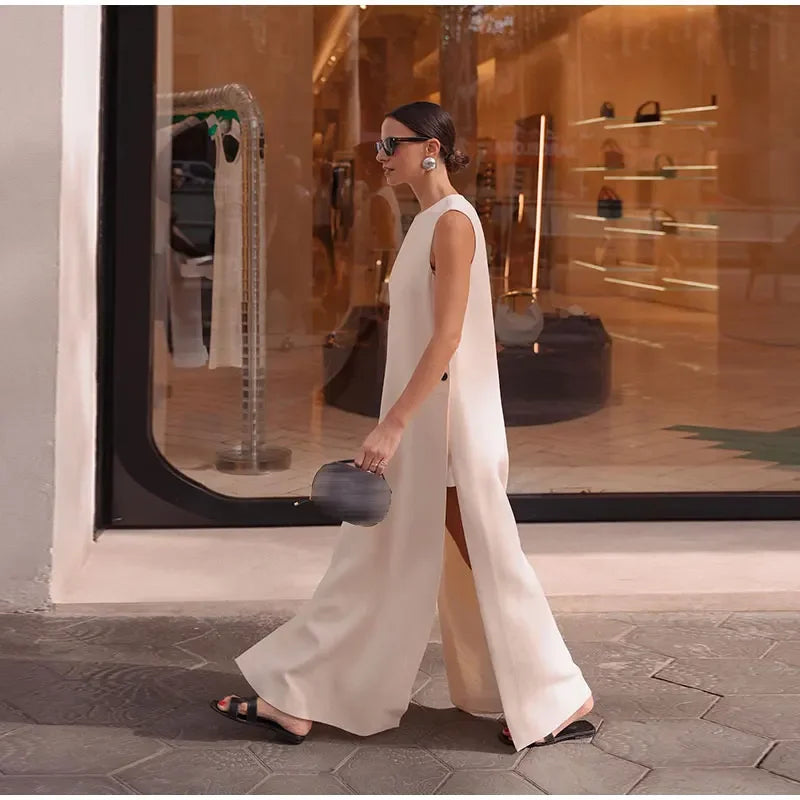 Spring Button Split Dress Elegant