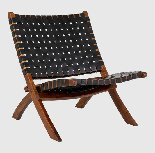 Folding chair w.black leather